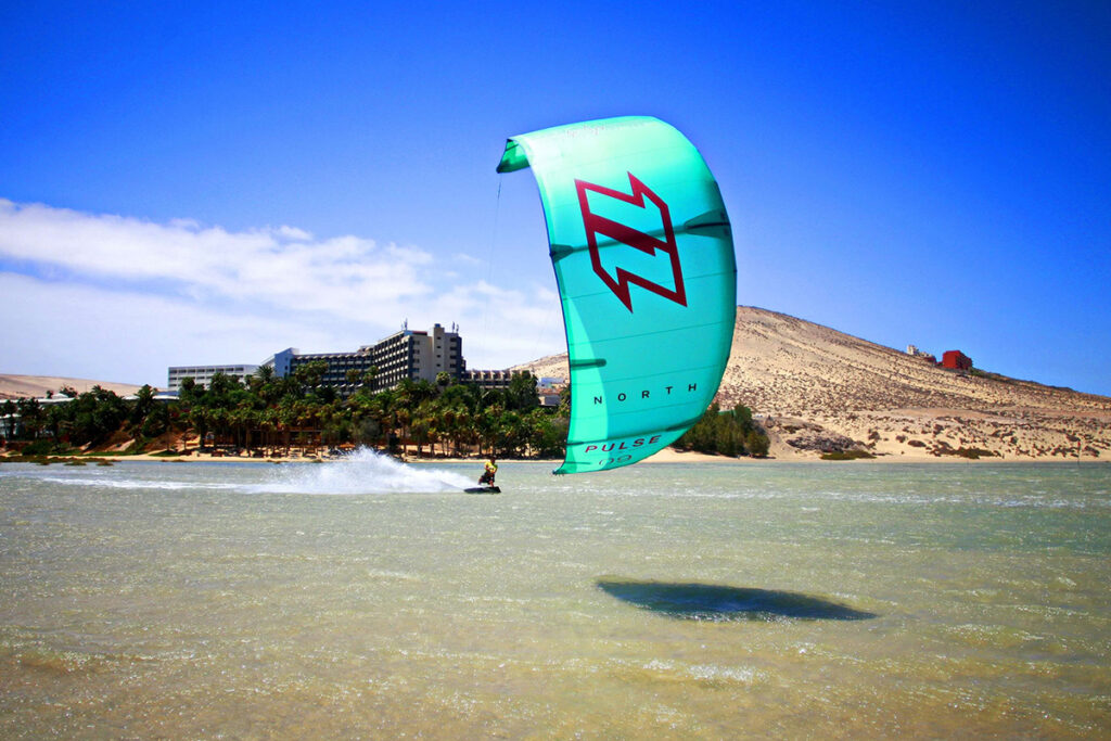 Kitesurfers in action in Fuerteventura