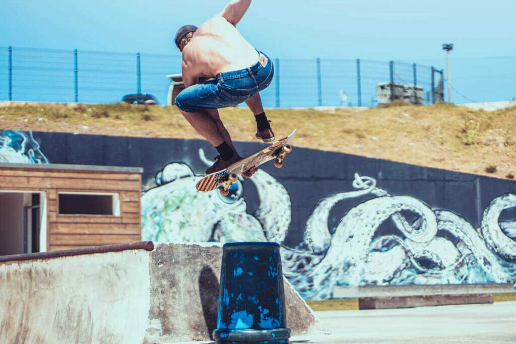 Skater in the air in Ericeira