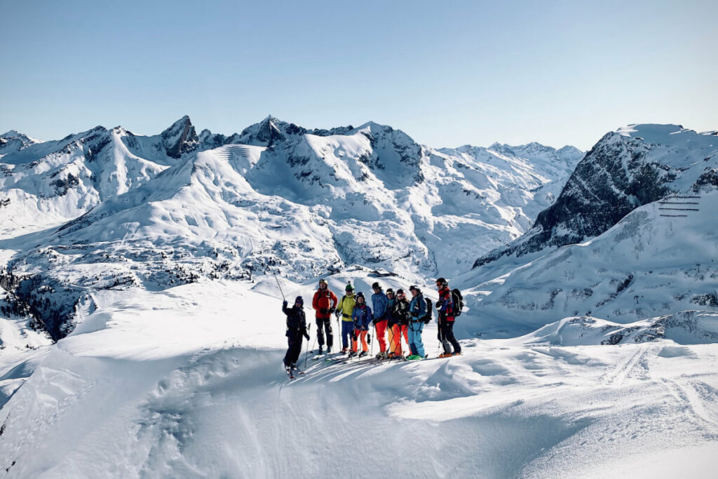 Group Freeride in winter at Arlberg