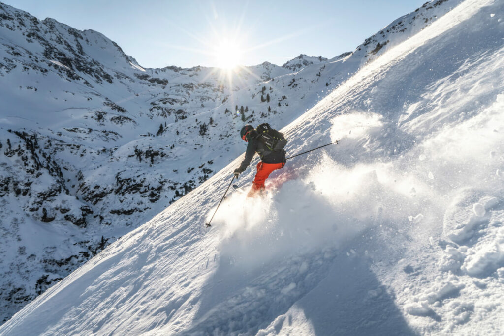 Powder snow freerider on the Arlberg