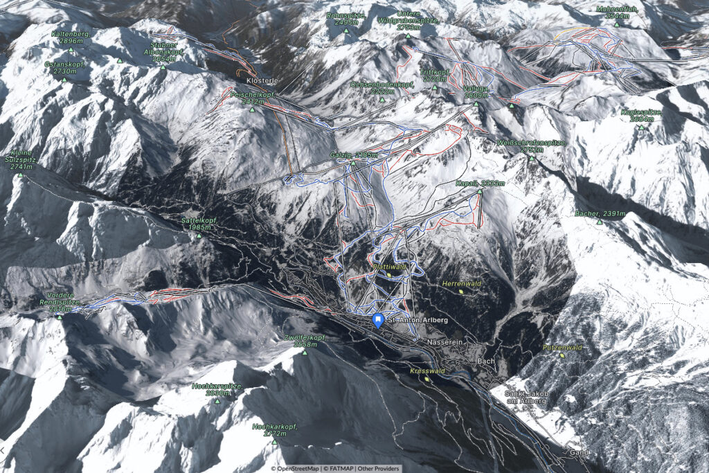 Schigebiet Karte St. Anton am Arlberg