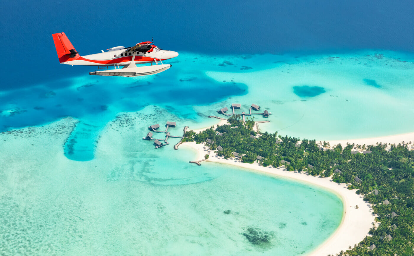 Motor plane over Maldives