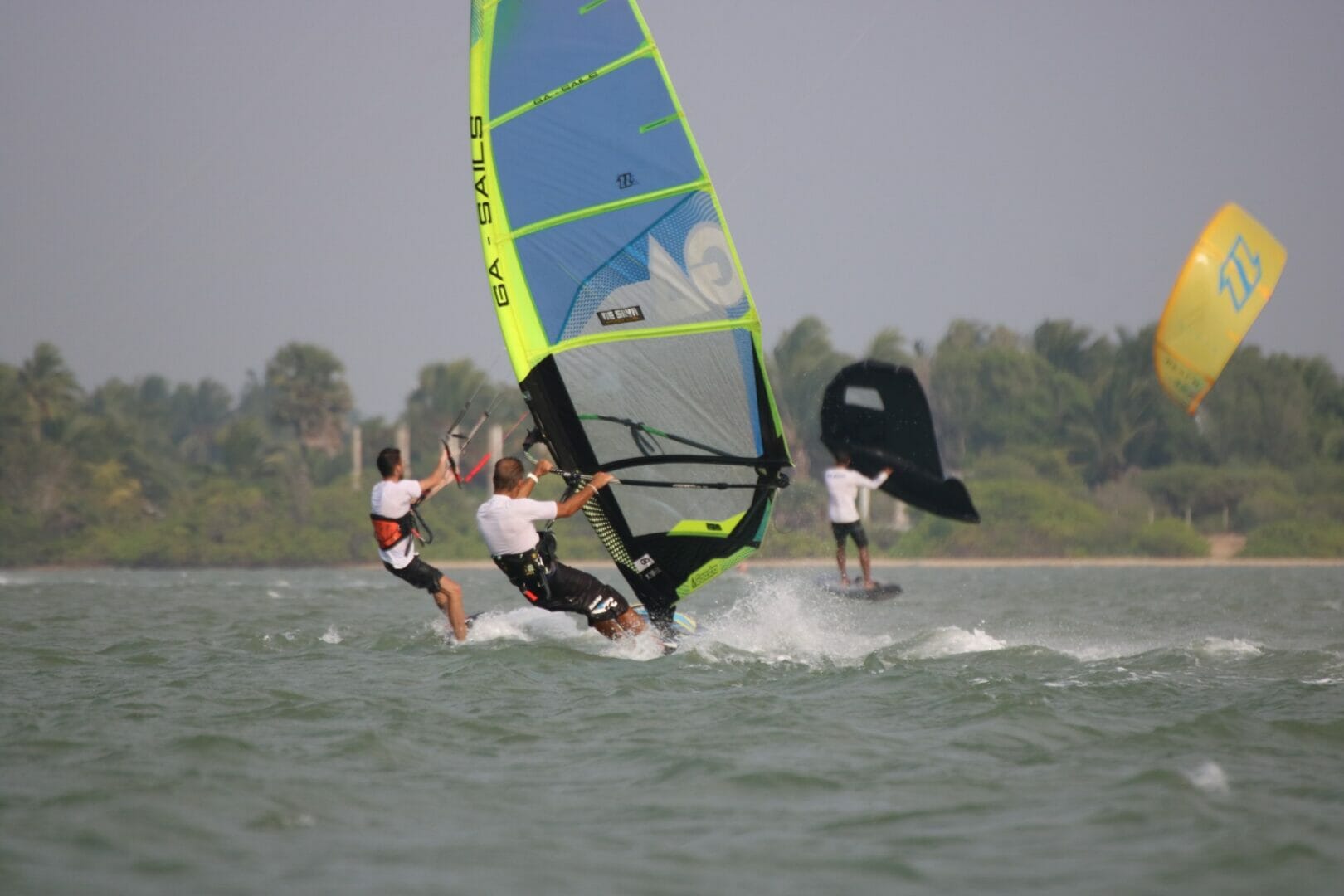 Windsurfers on the sea in Kalpitiya